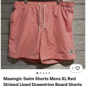 Red Striped Men’s Swim Shorts